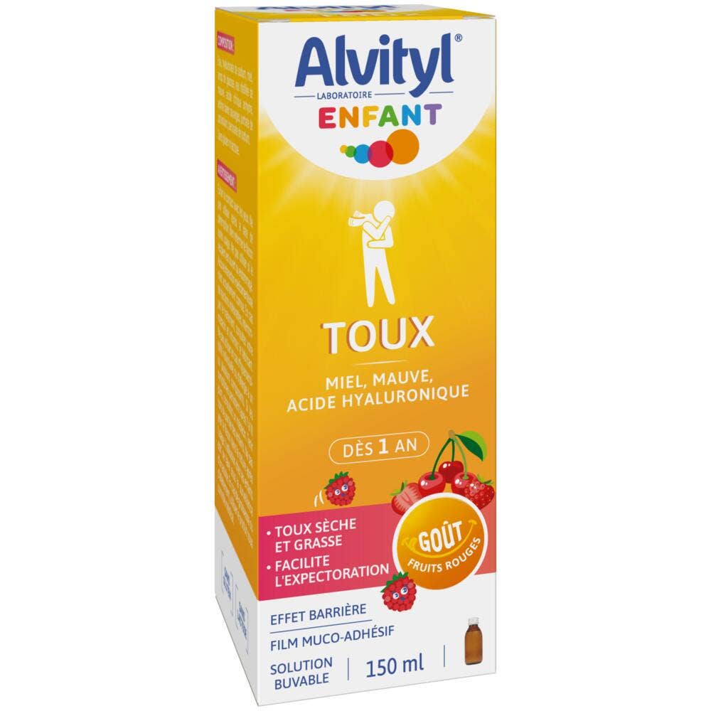 Alvityl Kids Dry and chesty cough syrup red berry flavour 150 ml