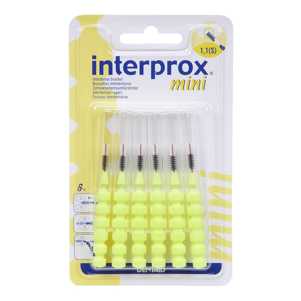 Interprox Mini Toothbrushes Yellow 1.1 X6