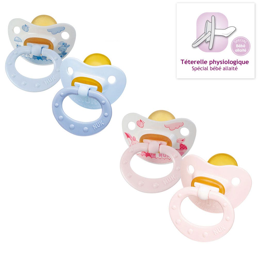 Nuk 2 Physiological Rubber Soothers Rose And Blue Collection 6-18 Months