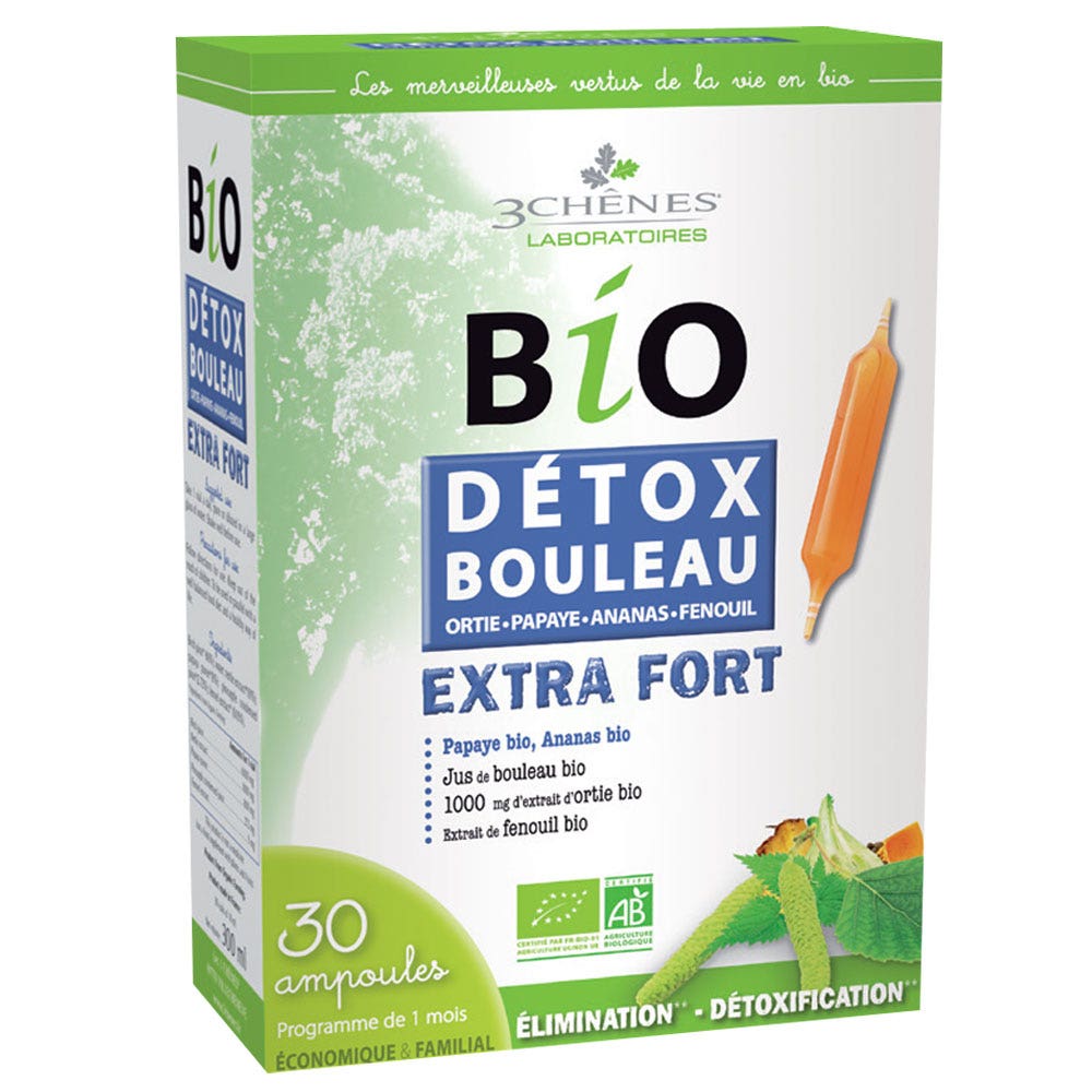 3 Chênes Organic Extra Strong Detox Birch Phials X 30