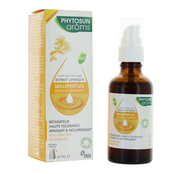 Organic St John's Wort Vegetable Oil Reactive Sensitive Skin 50ml Phytosun Aroms