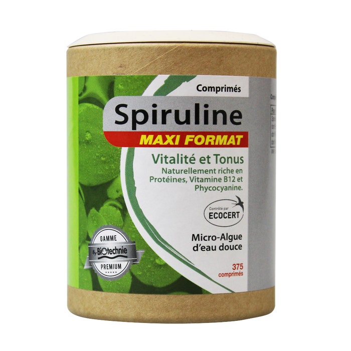 Spiruline Maxi Format Vitality And Tonus 375 Capsules Biotechnie