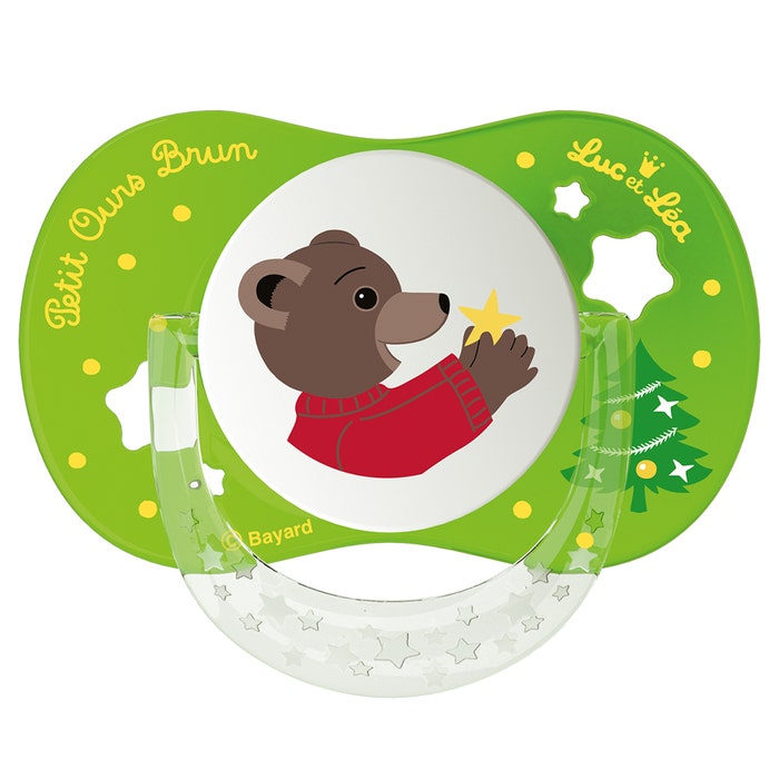 Luc Et Lea Physiological soother with ring Little Brown Bear Christmas 0 to 6 months x1