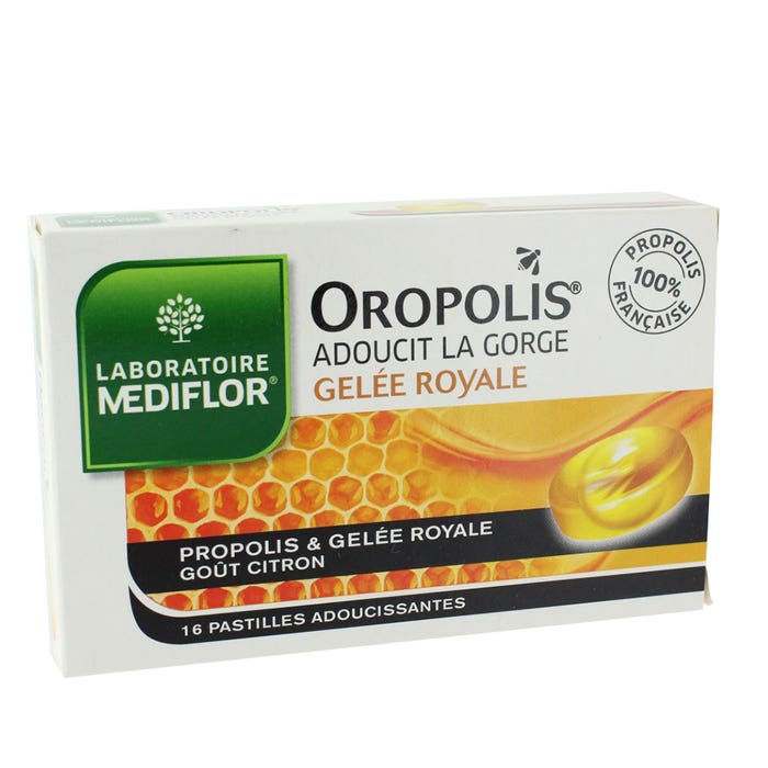 Merck Oropolis Royal Jelly Liquid Heart 16 X Soothing Lozenges 16 Pastilles Gout Citron Mediflor