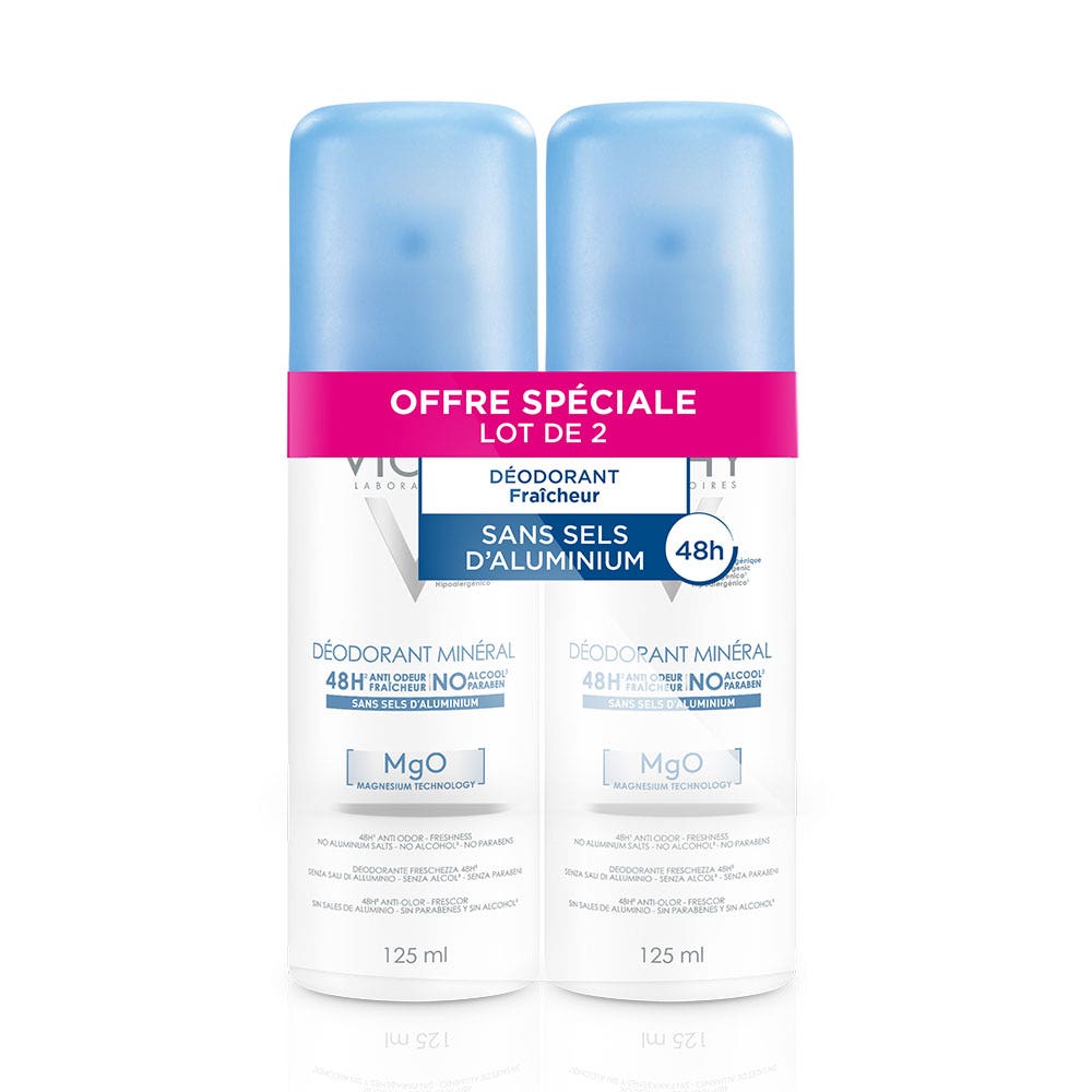 Vichy Deodorants Deodorant 48h Aluminium Salt Free Sensitive Skins Mineral 2x125ml