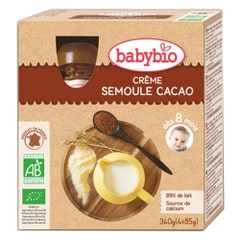 Babybio 8 Months Organic Cocoa Semolina Cream Gourd Dessert Lacte 4x85g