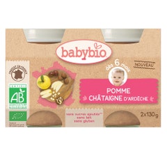 Babybio Fruits Petits Pots Organic Apple Chestnut From 6 Months 2x130g