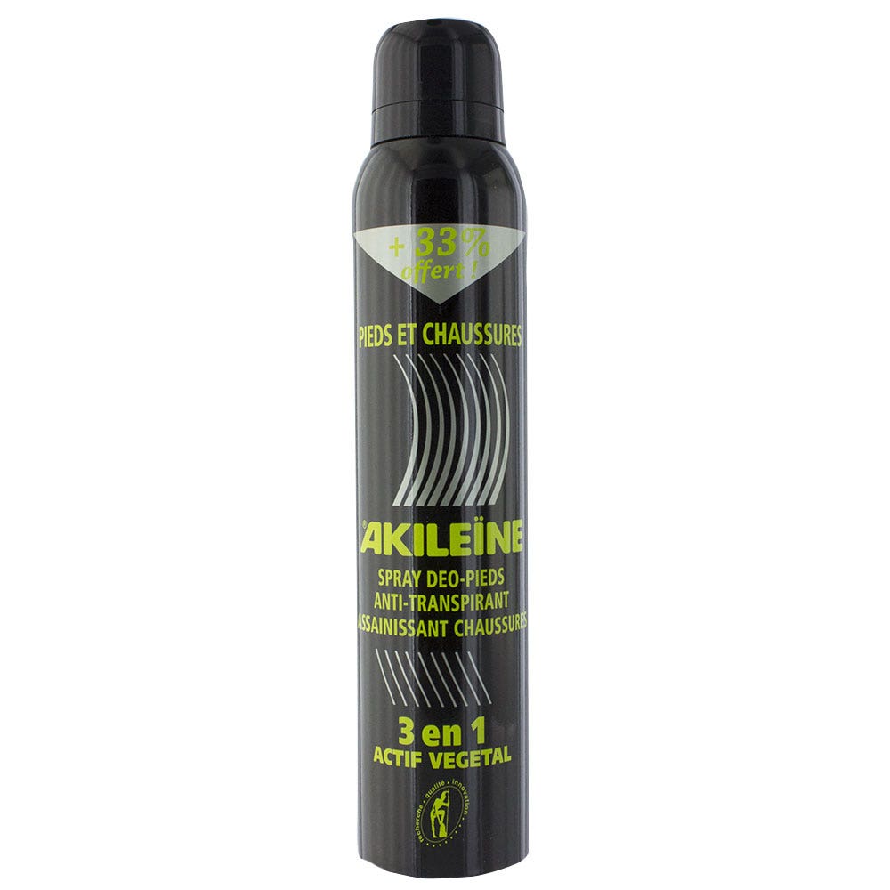 Asepta Akileine Black odour deodorant foot antiperspirant 33% free 150 ml