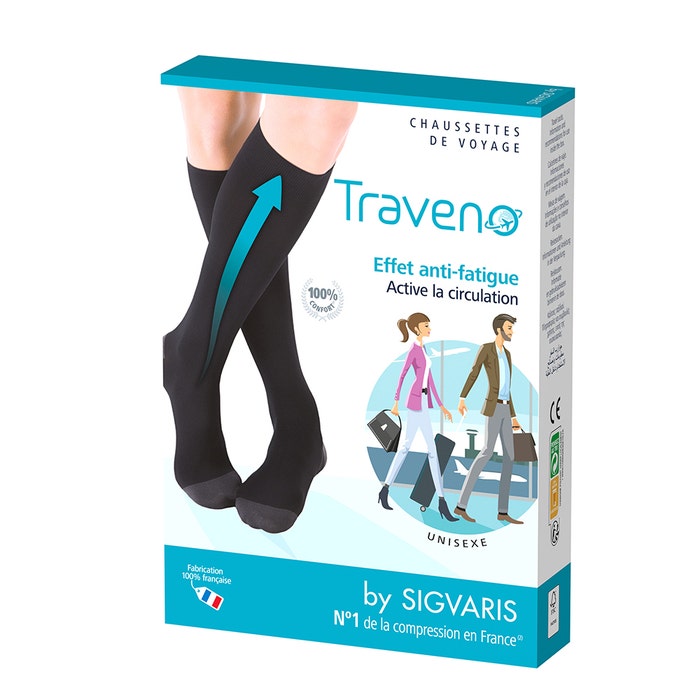 Traveno Travel Socks Men And Women Black 1 Pair Sigvaris