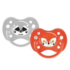 Dodie Symmetric Silicone Pacifiers with Ring 6 Months and Over X2