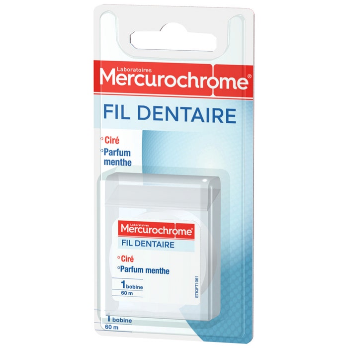 Menthol Wax Dental Floss 60m Mercurochrome