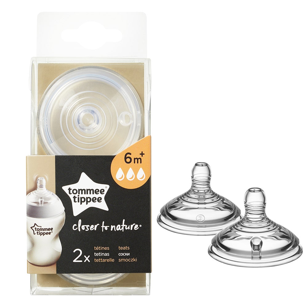 Tommee Tippee Closer To Nature Teats Fast Flow From 6 Months X2 Easypara