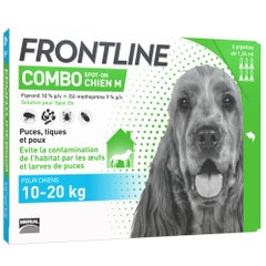 Frontline Combo Spot-on M Dog 10- 6 Pipettes 6 Pipettes De 1,34ml