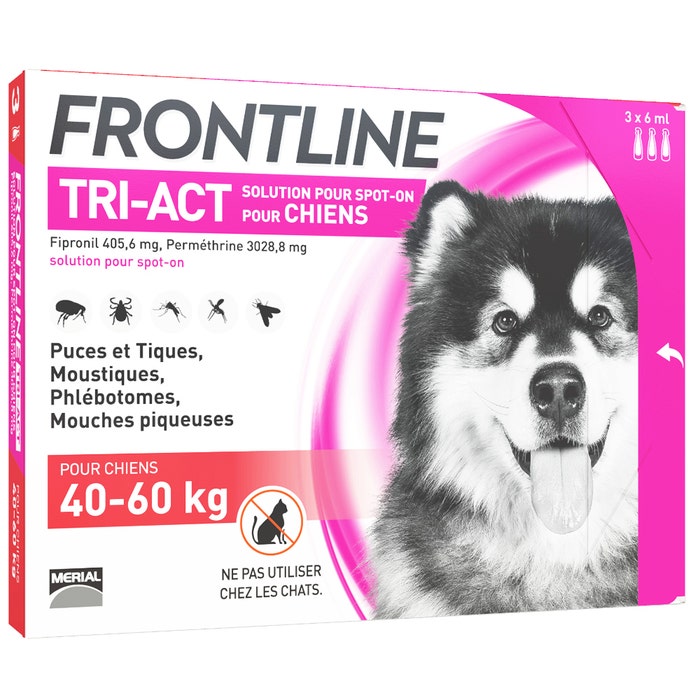 Tri-act Dogs 40 To Pipettes X3 3 Pipettes de 6ml Frontline