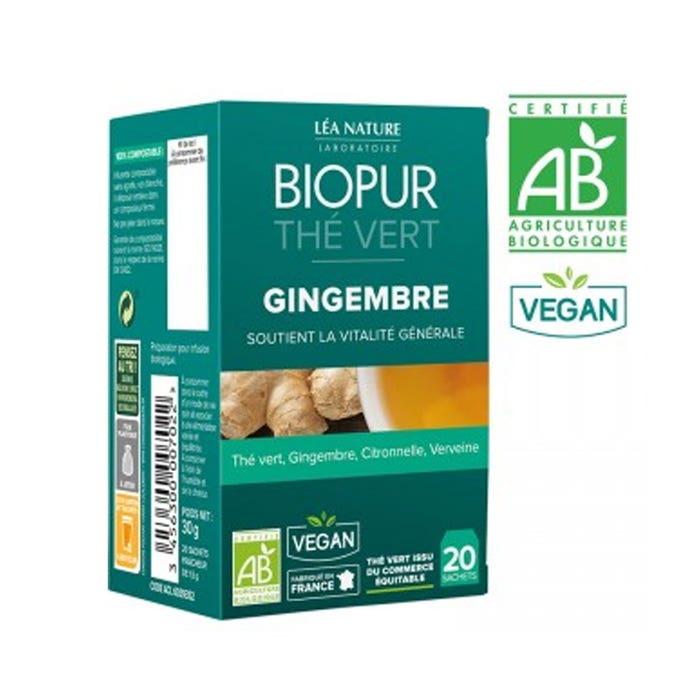 Organic Green Tea And Ginger X 20 Bags Biopur