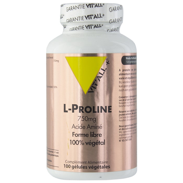 L-proline 750mg 100 capsules Vit'All+