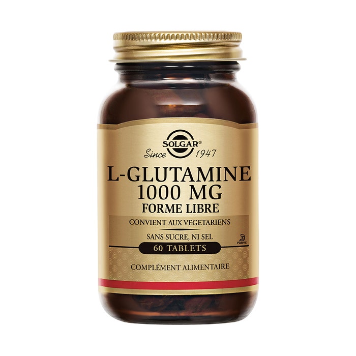 Solgar L-Glutamin 1000mg Glutamine 1000mg Sommeil Défenses immunitaires x 60 tablets