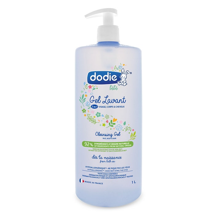 3 In 1 Cleansing Gel Face Body And Hair From Birth 1l Dodie