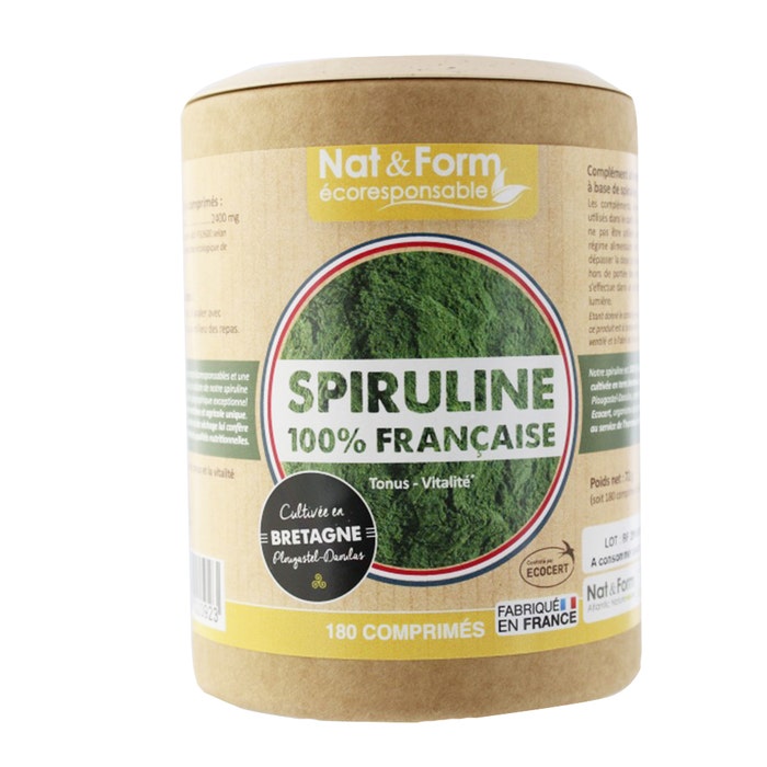 Nat&Form French Organic Spirulina 180 Capsules Vitality Nat&form