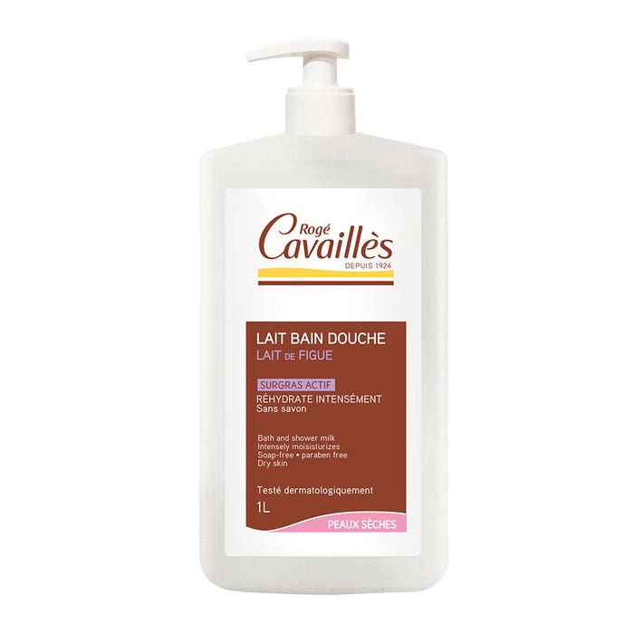 Fig Moisturising Bath And Shower Milk Dry Skins + 33% Free 1l Surgras Actif Peaux Seches Rogé Cavaillès