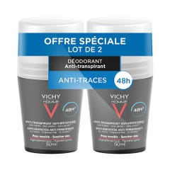 Vichy Man Roll-On Deodorant 48h Sensitive Skin 2x50 ml