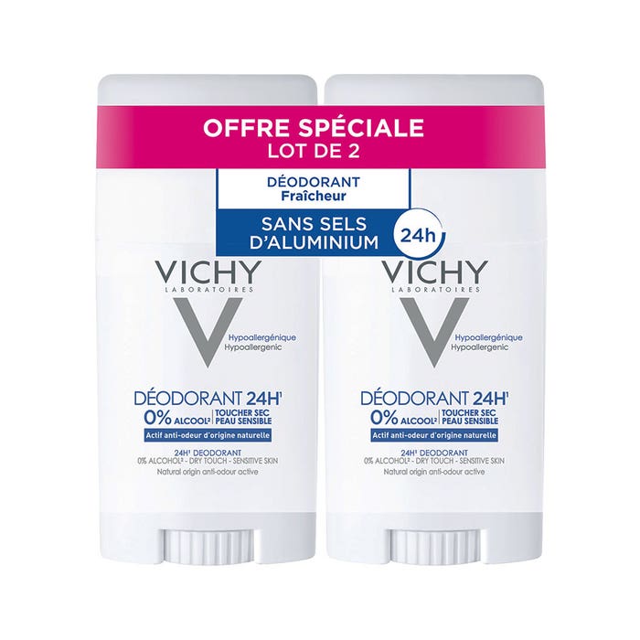 Vichy Déodorant 24H Stick Sensitive Skin Aluminium-Free 2x40ml