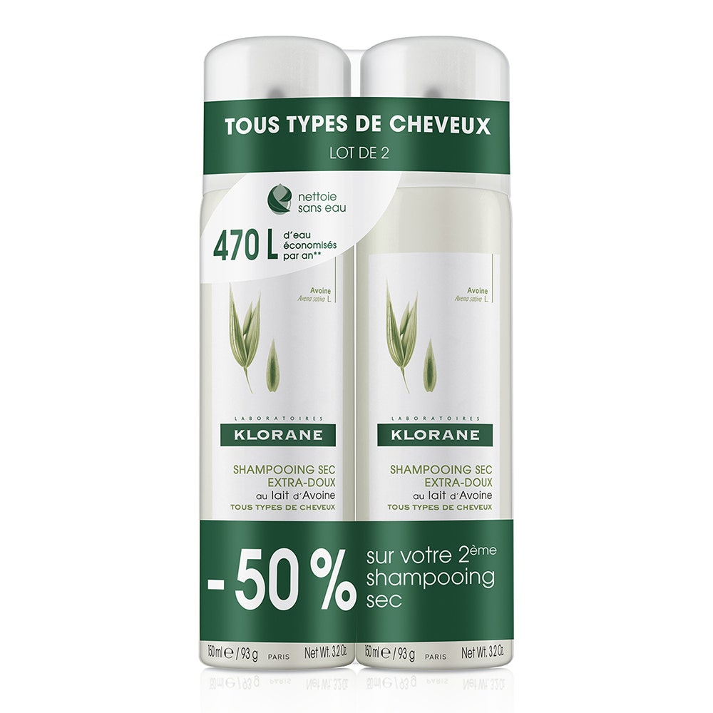Klorane Oat Milk Gentle Dry Shampoo With Oat Milk all hair types 2x150 ml