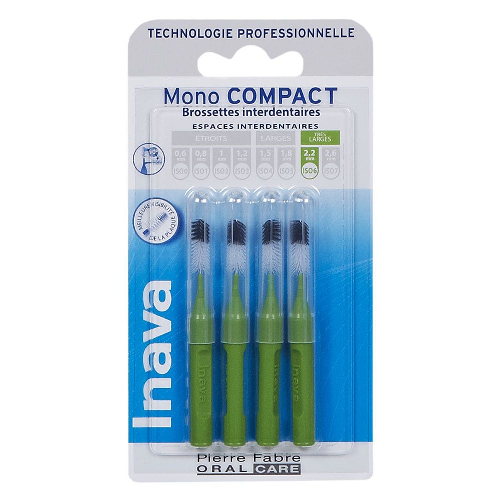 Inava Mono Compact Interdental Brushettes Green X4