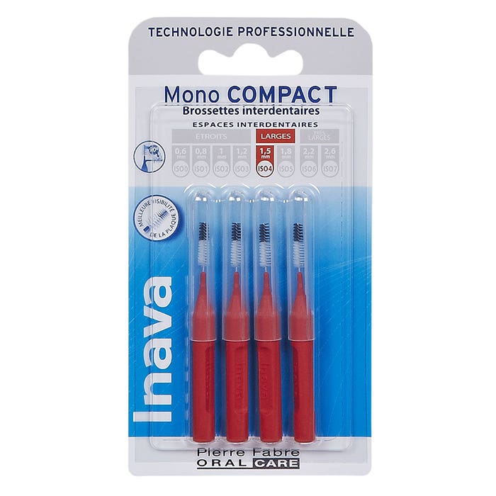 Inava Mono Compact Interdental Brushettes 1.5mm Red X4