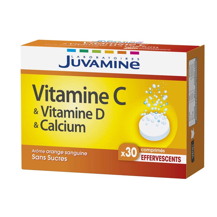 Fizz Vitamin C + D & Calcium 30 Effervescent Tablets Juvamine