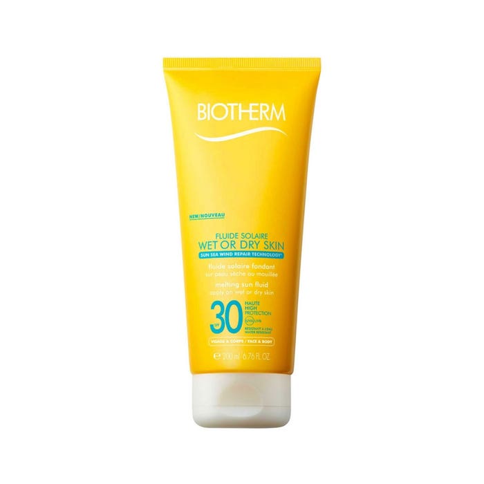 Melting Sun Fluid Wet Or Dry Skin Spf30 200ml Solaire Peau seche ou mouillee Biotherm
