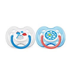 Avent Decorated Orthodontic Silicone Pacifiers 0-6 Months X2