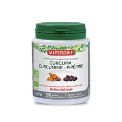 Superdiet Organic Turmeric Curcumin Piperine 120 Gelules