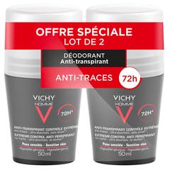 Vichy Déodorant Anti-Perspirant for Men 72h Roll-on 2x50ml