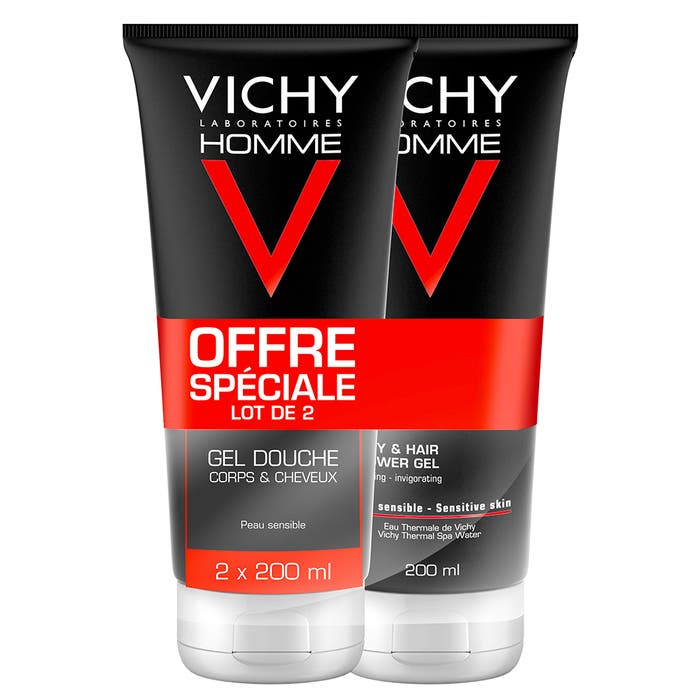 Vichy Men Hydra Mag Body And Hair Shower Gel 2x200ml