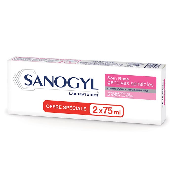 Rose Toothpaste 1500ppm Sensitive Gum Care 2x75ml Sanogyl