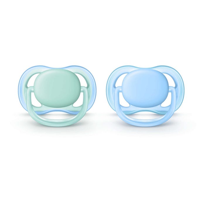 Avent Ultra-Air Avent Silicone Pacifiers With Air Flow Pastel Collection 0-6 Months X2 0 à 6 Mois Peaux Sensibles x2