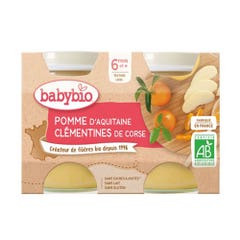 Babybio Apple and Clementine fruit jars from 6 months 2x130g