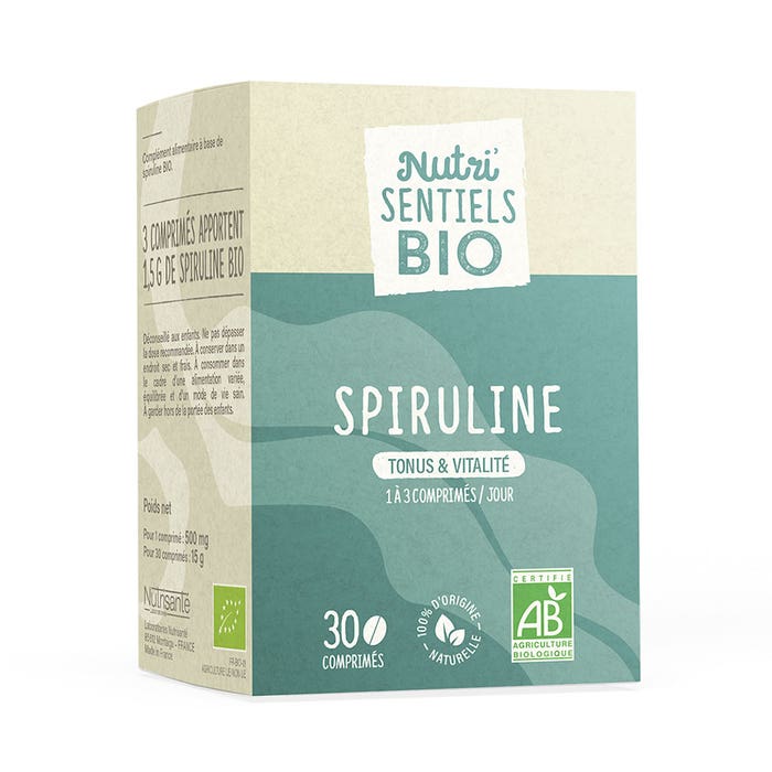 Organic Spirulina 30 tablets Nutri'sentiels Tonus & vitality Nutrisante