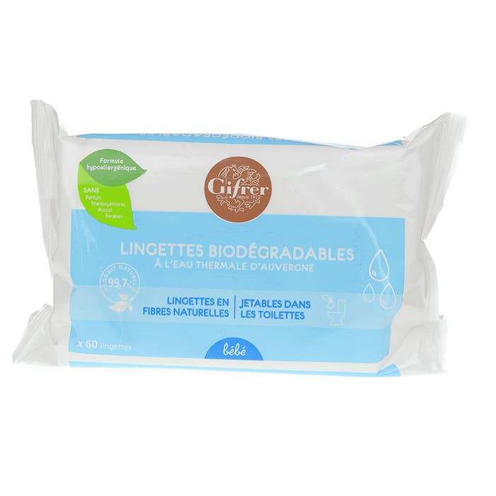 Biodegradable wipes with thermal water x60 Gifrer