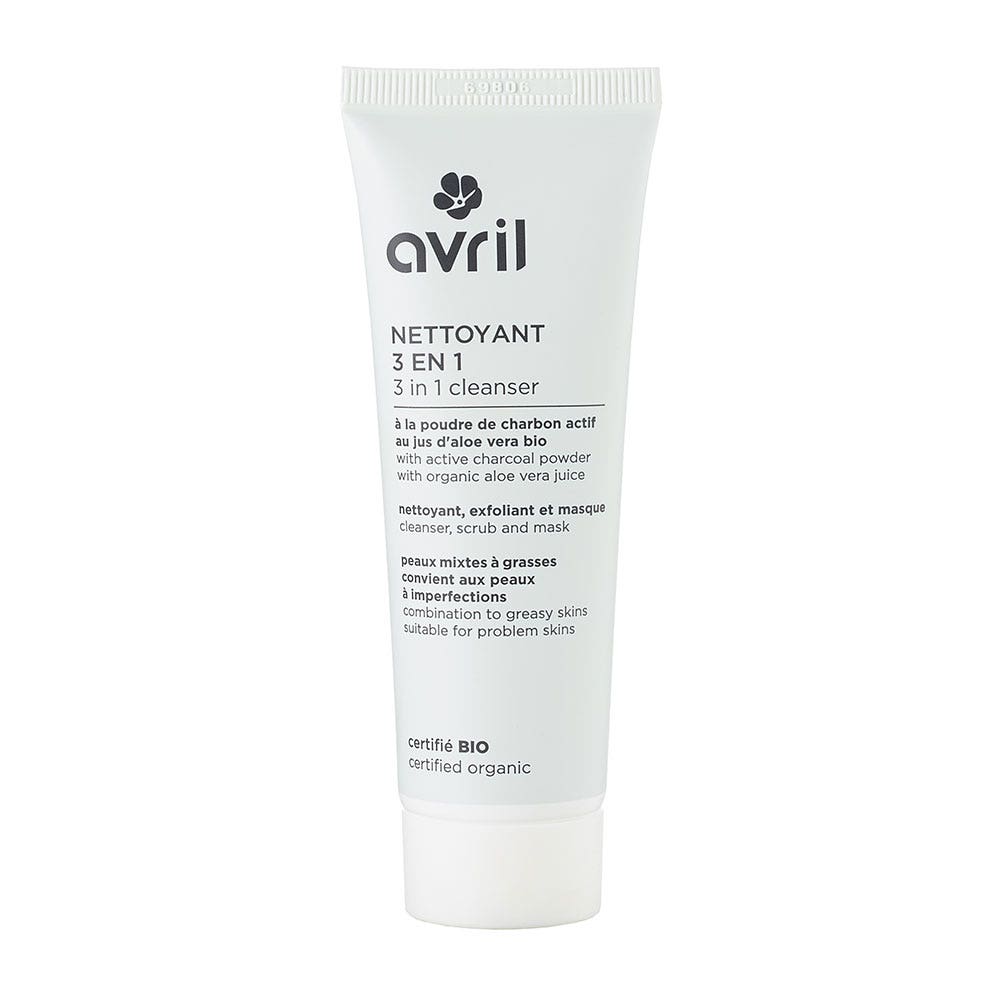 Avril 3 in 1 cleaner with organic activated charcoal powder Combination to oily skin 50ml