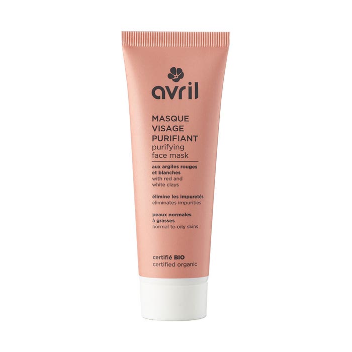 Purifying mask with organic red and white clays 50ml Normal to combination skin Avril