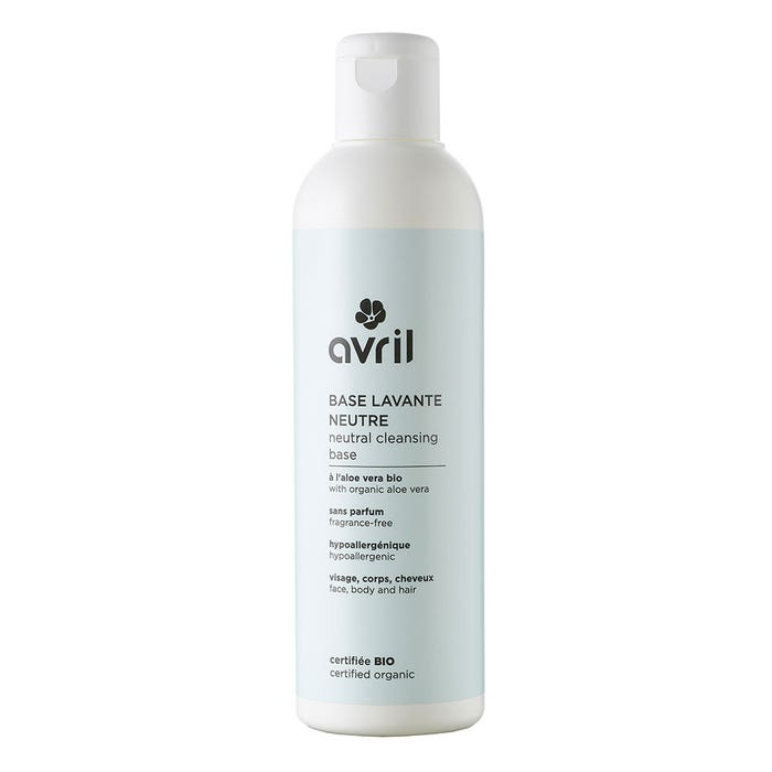 Neutral washing base with organic aloe vera 240ml Face, body, and hair Avril