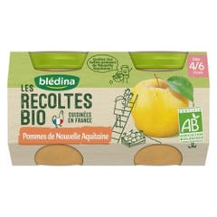 Blédina Compotes petits pots bio Les Recoltes Bioes From 4 to 6 months 2x130g
