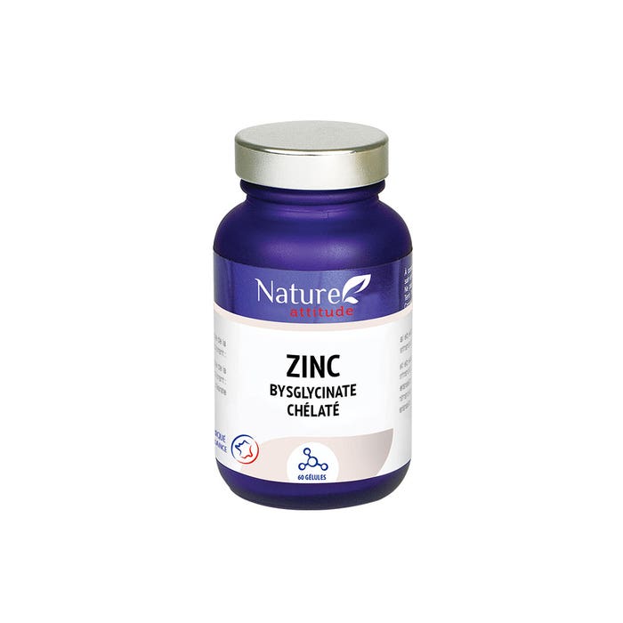 Chelated zinc bisglycinate 60 capsules Nature Attitude