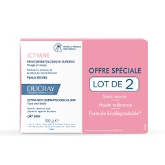 Ducray Ictyane Extra Rich Dermatological Bar dry skin 2x100g