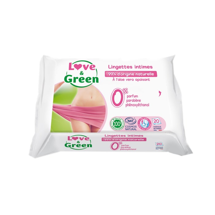 Intimate Cleansing Soothing Wipes x20 apaisantes Love&Green
