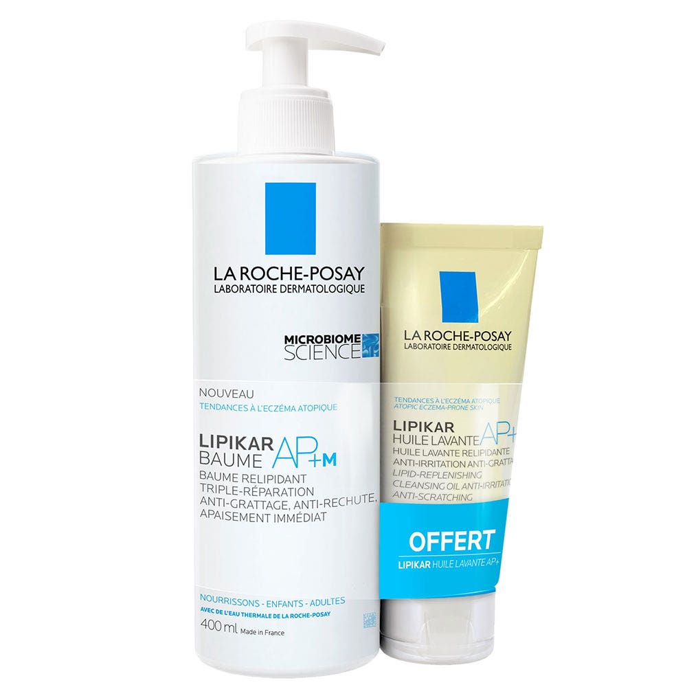 La Roche-Posay Lipikar AP+M Balm and a Free AP+Cleansing Oil for dry & atopic enzema prone skin Peaux A Tendance Eczema Atopique 400ml + 100ml