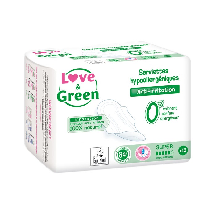Super 12 Towels Anti-Irritations 12 Towels Love&Green