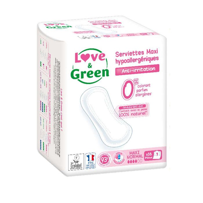Maxi Normal 16 Towels Anti-Irritations Love&Green